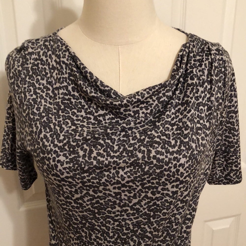Talbots cowl neck animal print top